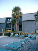 Trina's balcony has awesome views overlooking the pool, the Atlantic Ocean, and Murrells Inlet