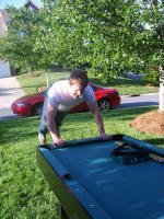 David - Handstand on pooltable - series of 4 photos