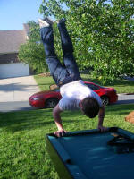 David - Handstand on pooltable - series of 4 photos