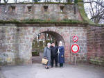 Gertrud, Eugen, & Ruth leaving Wissembourg. The town was fortified in the 13th century; parts of the walls and gateways of the town, along with splendid 15th & 16th-century timber-frame houses still stand.