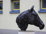 We ate a great lunch at the Bistro Trattoria Italia  & I admired my view of magnificent horse head statues.