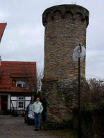 Dieter and Christa at the 14th century remains of the city wall and defense tower, the Sauermillichhaffe. No one knows now how it got the name sour milk pot.