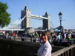 Ruth by the Tower Bridge at the Tower of London.