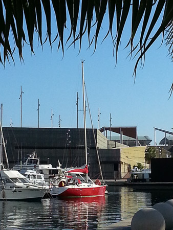 I like this bright red yacht